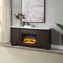 Edwyn - Server With Fireplace - Natural Marble Top & Espresso - Dark Brown