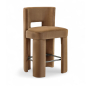 Zuno - Velvet Performance Fabric Upholstered Counter Stool (Set of 2) - Saddle - Dark Brown