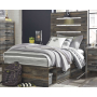 Drystan - Brown / Beige - Twin Panel Bed with 4 Side Drawers