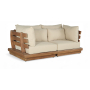 Mirella - 2 Piece Water Resistant Fabric 76" Upholstered Outdoor Patio Modular Loveseat - Tan, 76"