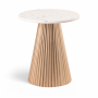 Cindra - Round Genuine Marble Top And Iron Base End / Side Table - White, 15"