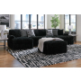 Midnight-Madness - Onyx - 4 Pc. - 3-Piece Sectional With Laf And Raf Corner Chaises, Ottoman