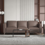 Malaga - Sofa - Taupe Leather - Dark Brown, 83"