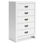 Binterglen - White - Five Drawer Chest, 47.75" Tall
