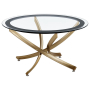 Brooke - Round Glass Top Coffee Table Metal Base - Brass - Gold, 35.5"