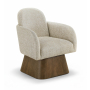 Marlowe - Linen Textured Fabric Upholstered Swivel Accent Chair - Beige / Stained Brown
