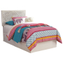 Paxberry - Whitewash - Twin Panel Headboard with Bolt on Bed Frame