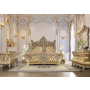 Seville - Eastern King Bed - Tan PU & Gold Finish