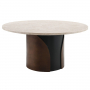 Rufina - Round Dining Table With Marble Top - Natural Marble Top & Walnut - Dark Brown, 60"