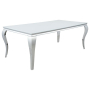 Carone - Rectangular Glass Top Dining Table - White And Chrome - Metal And Glass, 80.75"