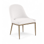 Ferro - Linen Textured Performance Fabric Upholstered Dining Side Chair - Cream / Brushed - White