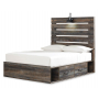 Drystan Panel Bed With 2 Side Drawers Brown / Beige