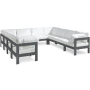 Nizuc - Outdoor Patio 10 Piece Modular Sectional With Gray Frame, 120"
