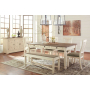 Bolanburg - Beige - 7 Pc. - Dining Room Table, 4 Side Chairs, Bench, Server