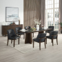 Estella - Dining Table With Marble Top - Black Natural Marble Top & Walnut - Black, 84"