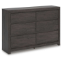 Fraluna - Charcoal - Six Drawer Dresser, 58.7" Wide