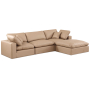 Comfy - 4 Piece Faux Leather Modular Sectional With Chaise - Tan, 119"