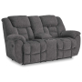 Foreside - Charcoal - Dbl Reclining Loveseat with Console
