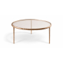 Evren - Glass Top And Aluminum Base Coffee Table - Clear / Brass, 35.75"