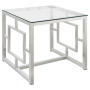 Merced - Square Glass Top Side End Table - Nickel, 23.75"