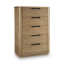 Pamaria Five Drawer Chest Light Brown, 56" Tall