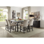 Nolan - Counter Height Table - White Marble & Salvage Dark Oak, 54"