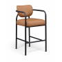 Serava - Vegan Leather Upholstered Bar Stool - Cognac - Light Brown