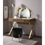 Coleen - Vanity Desk - Walnut & Gold Finish