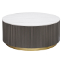 Jason - Round Marble Top Coffee Table - White And Charcoal, 35"