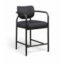 Serava - Vegan Leather Upholstered Counter Stool - Black