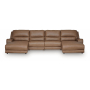 DeepWakes 4-Piece Power Reclining Sectional With Double Chaise And 2 Armless Chairs Caramel, 166"