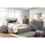 Lodanna - Gray - 7 Pc. - Dresser, Mirror, Chest, Full Panel Bed with 2 Storage Drawers, Nightstand