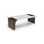 Enna - Genuine Marble And Mango Wood Coffee Table - White / - White, 52"