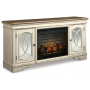 Realyn 2 Pc. 74" TV Stand With Electric Infrared Fireplace Insert Chipped White
