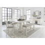 Robbinsdale - Antique White - 9 Pc. - Rectangular Counter Height Dining Extension Table, 6 Barstools, Bench, Server