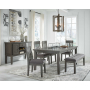 Hallanden - Black / Gray - 7 Pc. - Extension Table, 4 Side Chairs, Bench, Server