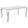 Carone - Rectangular Glass Top Dining Table - White And Chrome, 61"