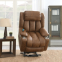 Omarion - Power Recliner With Lift & Heating & Massage - Brown Leather Aire - Dark Brown