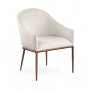 Ferro - Linen Textured Performance Fabric Upholstered Dining Arm Chair - Beige / Brushed