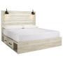 Cambeck Panel Bed With Side Storage Drawers Whitewash