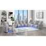 U8000 - 3 Piece Living Room Set (Power Console Reclining Loveseat With Power Headrest LED & Bluetooth Speaker, Power Reclining Sofa With Power Headrest DDT, Table Reading Light & LED/ Power Recliner With Power Headrest LED) - Gray
