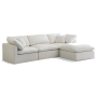 Plush - 4 Piece Modular Sectional With Chaise - Cream, 105"