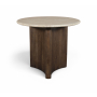 Pietra - 36" Travertine And Mango Wood Dining Table - Brown / - Dark Brown, 36"