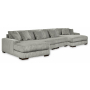 Lindyn 4-Piece Sectional With Double Chaise Fog, 178"
