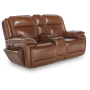 Healy Pier - Chocolate - Power Reclining Loveseat With Console / Adj Headrest