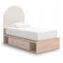 Arloster Upholstered Panel Bed With 2 Under Bed Storage Units Tan / White