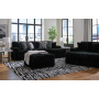 Midnight-Madness - Onyx - 4 Pc. - 2-Piece Sectional Sofa With Raf Corner Chaise, Chaise, Ottoman