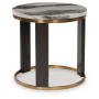 Jazmore - Brown / Brass Finish - Round End Table, 24"
