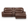 DeepWakes 3-Piece Power Reclining Sectional With RAF Press Back Power Chaise And Storage Console Canyon, 107"