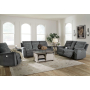 Barnsana - Gravel - 3 Pc. - Power Reclining Sofa, Power Reclining Loveseat, Power Rocker Recliner